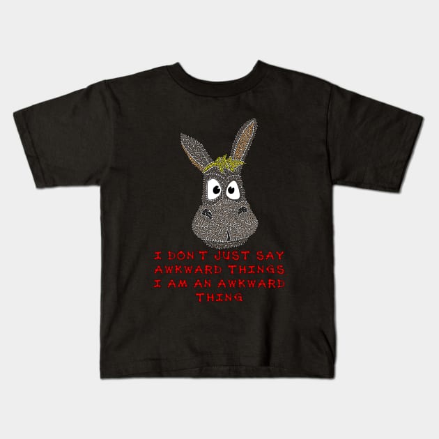 Awkward Donkey Kids T-Shirt by NightserFineArts